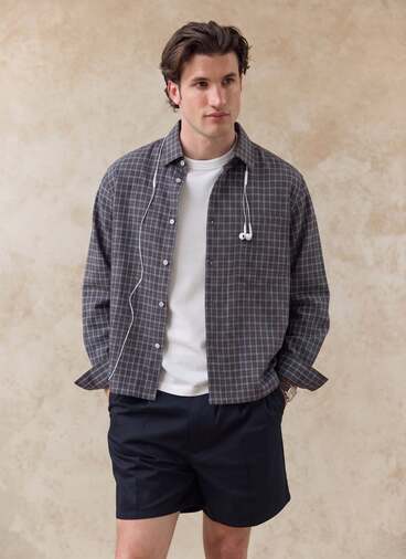 Hinsley Checked Boxy Shirt | Cotton | Brown