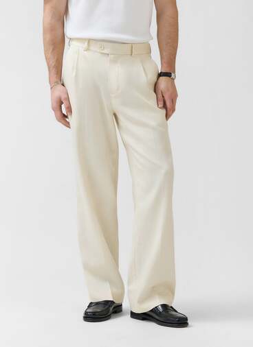 Pleated Tailored Trousers | Lyocell | Cream