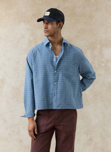 Hinsley Checked Boxy Shirt | Cotton | Blue