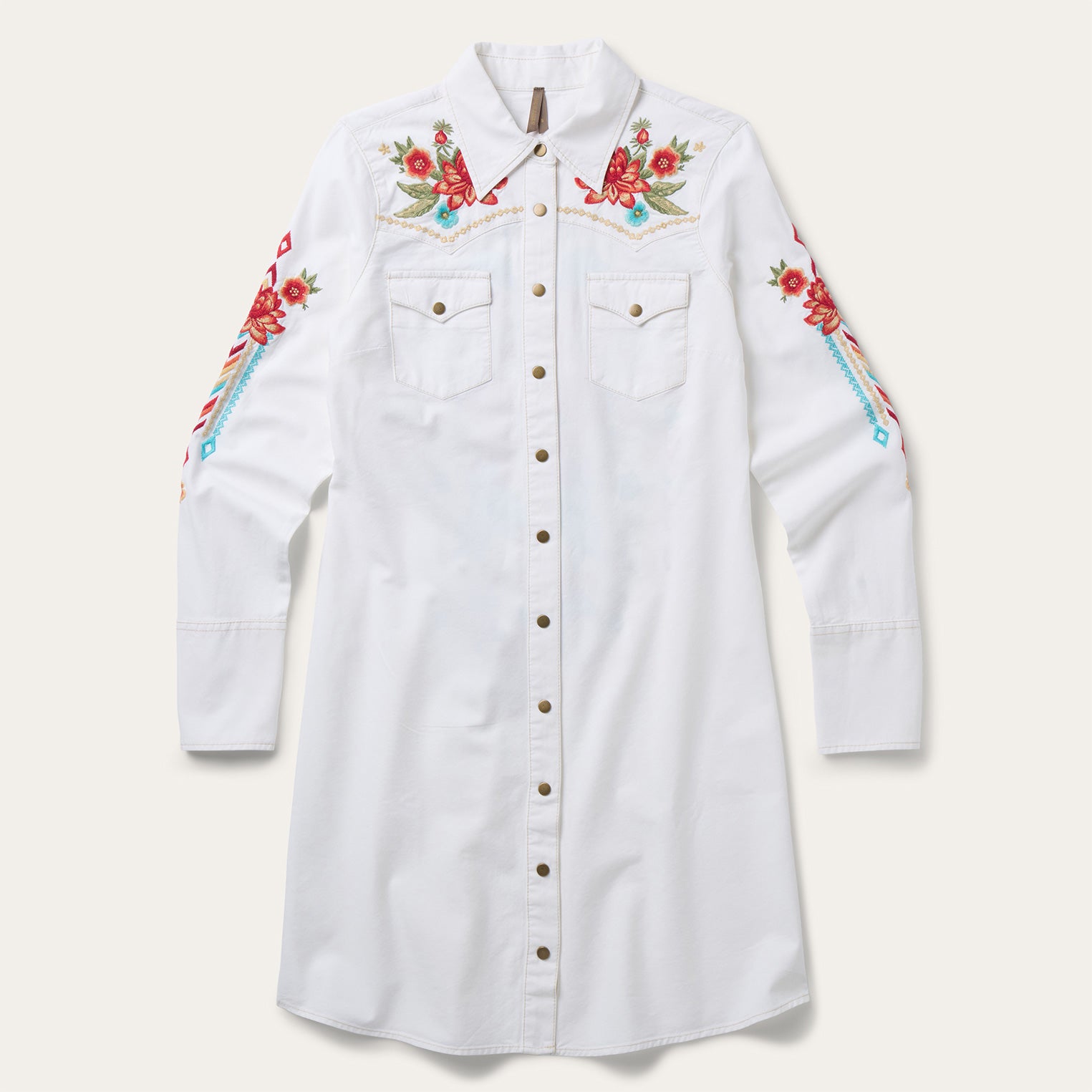 Embroidered Denim Dress