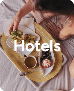 Person eating food at a hotel