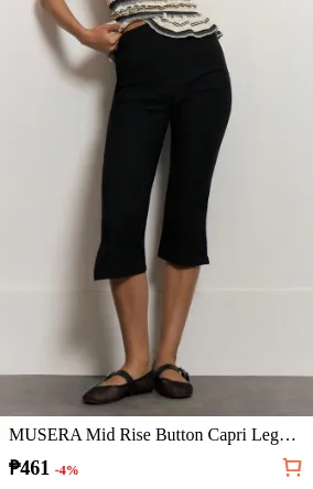 MUSERA Mid Rise Button Capri...