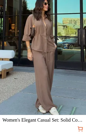 Women s Elegant Casual Set: Solid...