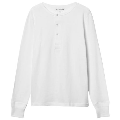 Merz b Schwanen 2M06 Vintage Machine Refined Classic Fit Long Sleeve Henley - White