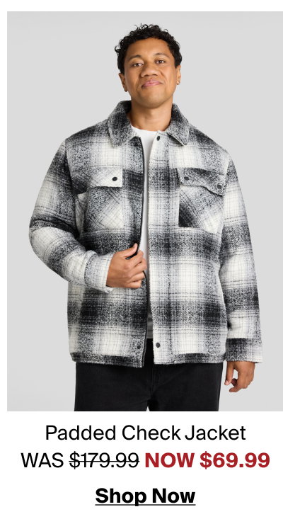 Black Padded Check Zip Thru Jacket