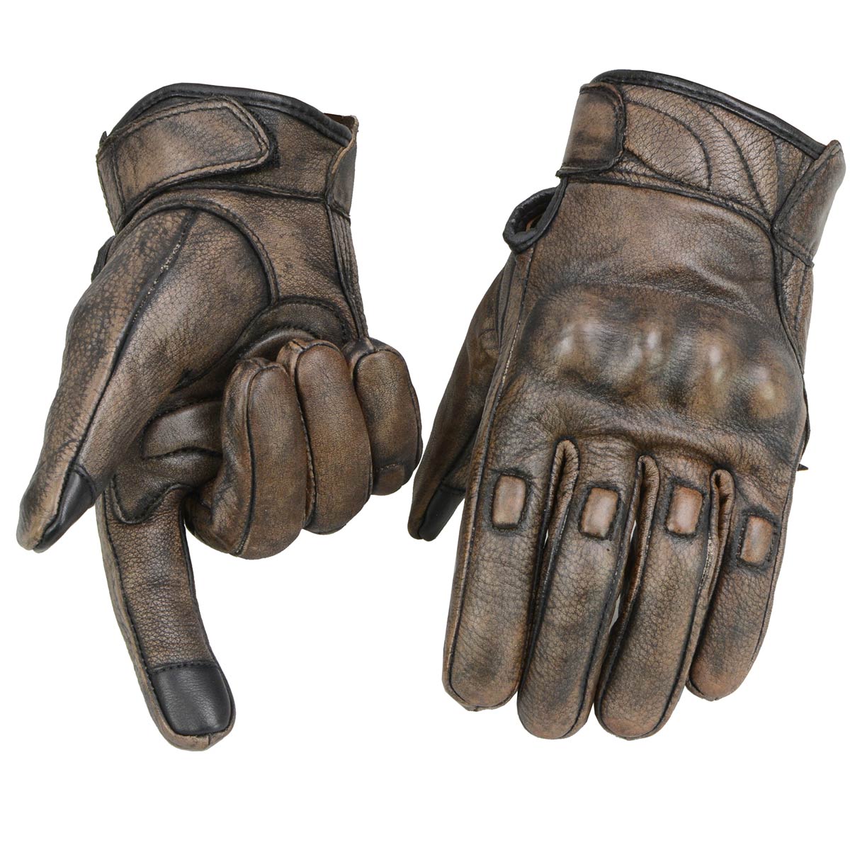 Image of Milwaukee Leather MG7514 Men's Brown Leather with Gel Palm Motorcycle Gloves W/ Protective Knuckle