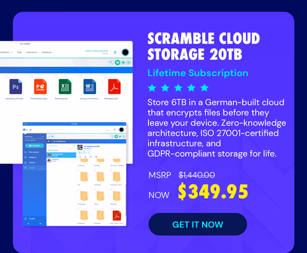 Scramble Cloud Storage Lifetime Subscription (20TB)