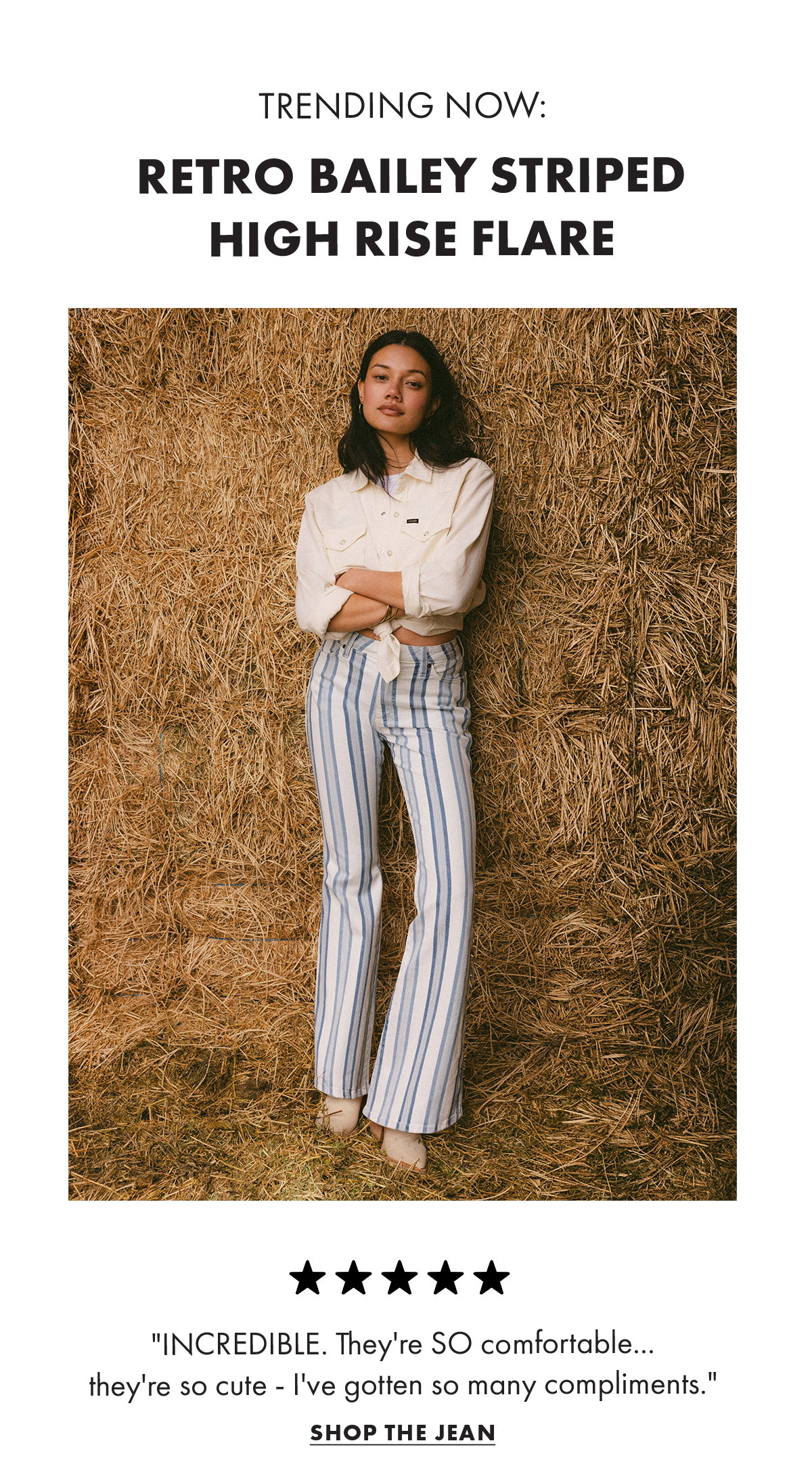 Trending Now: Retro Bailey Striped High Rise Flare - Shop The Jean