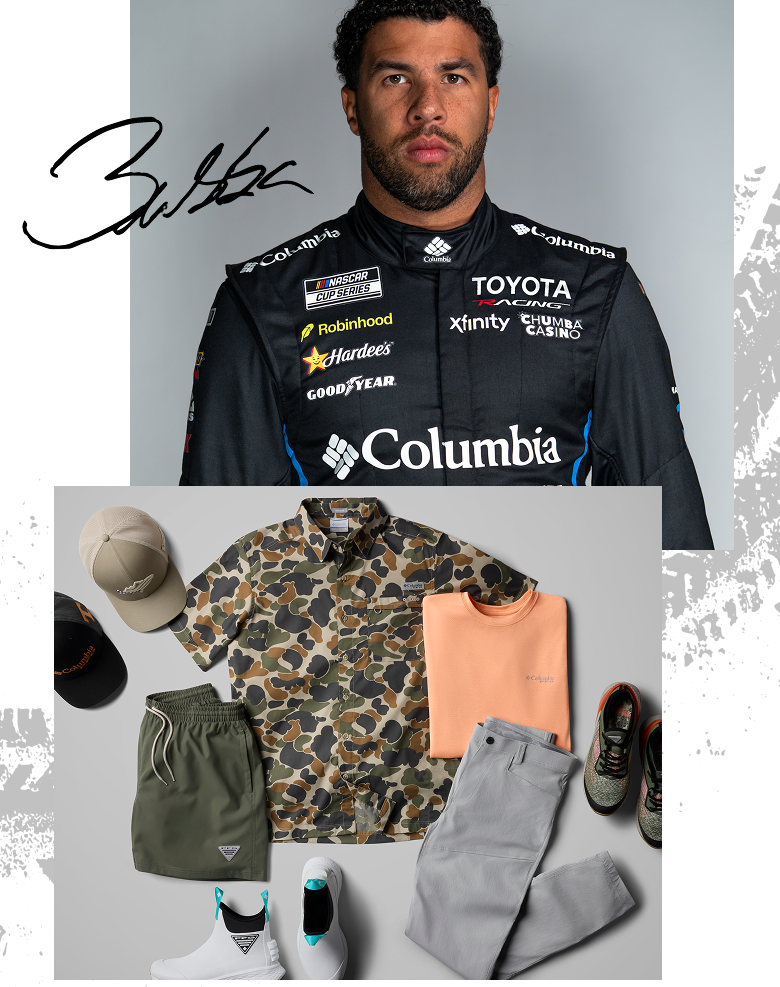 Photo of Bubba Wallace and PFG gear.