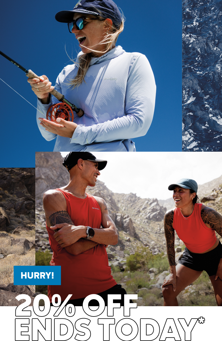 People enjoying the outdoors with text: HURRY! 20% OFF ENDS TODAY