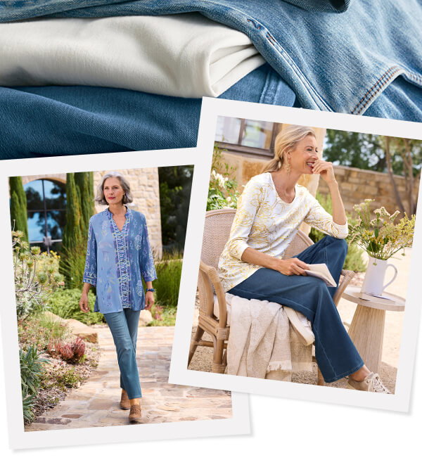 Comfort Knit Denim Pull On Jeans grid