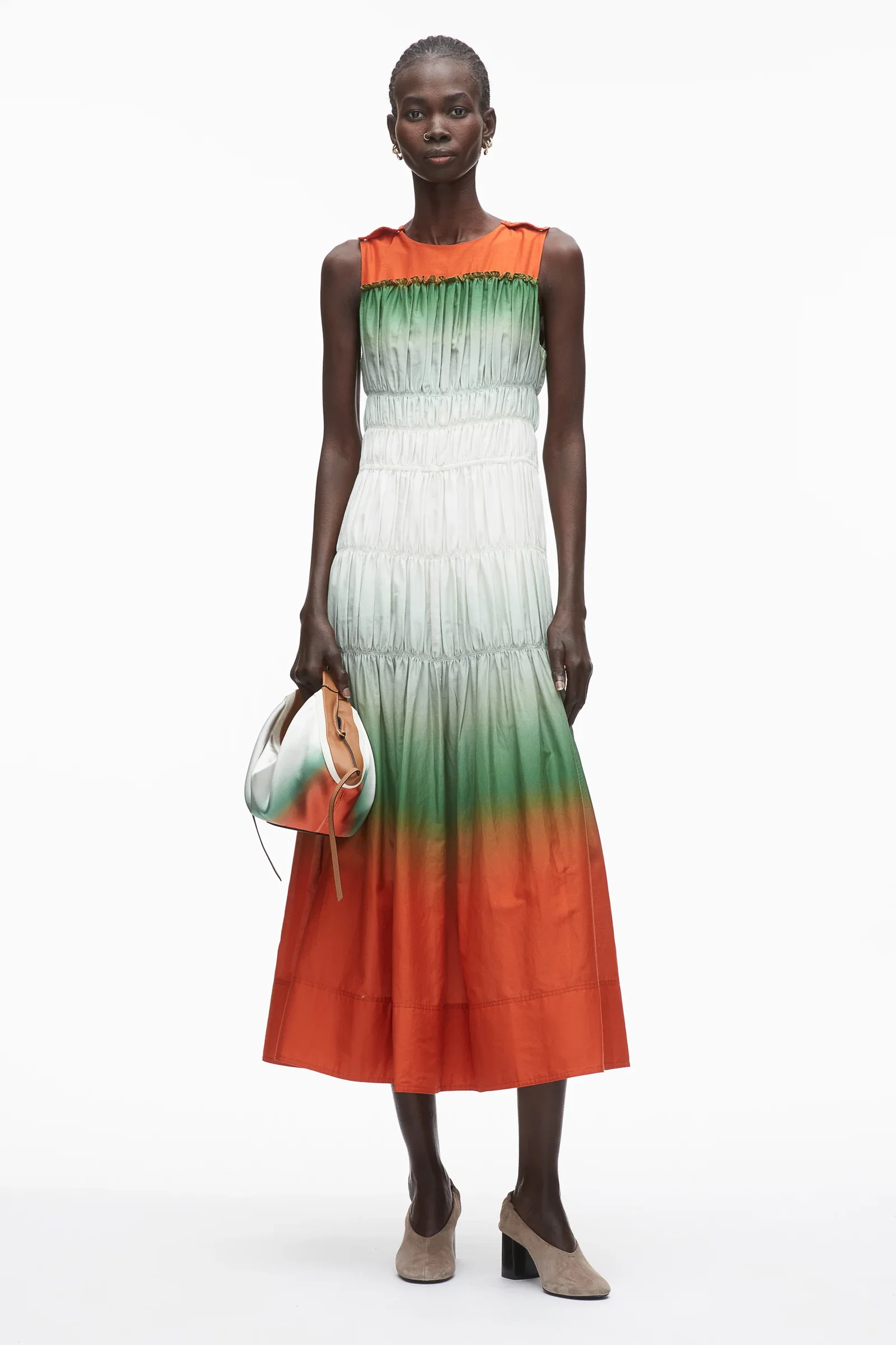 Image of Ombre Voile Gathered Maxi Dress