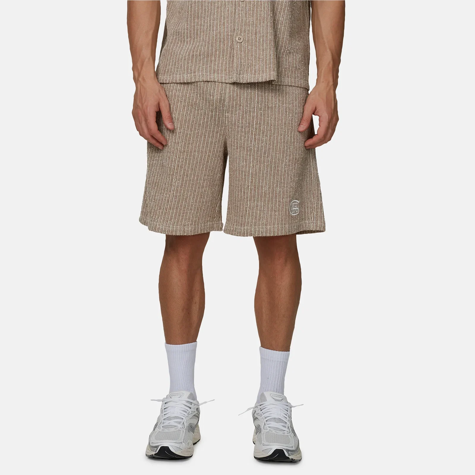 Image of Knitted Monogram Taupe Shorts
