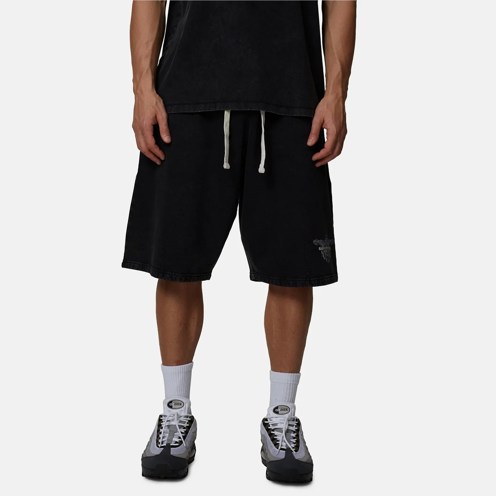 Image of Oversized Washed Black Eagle Shorts