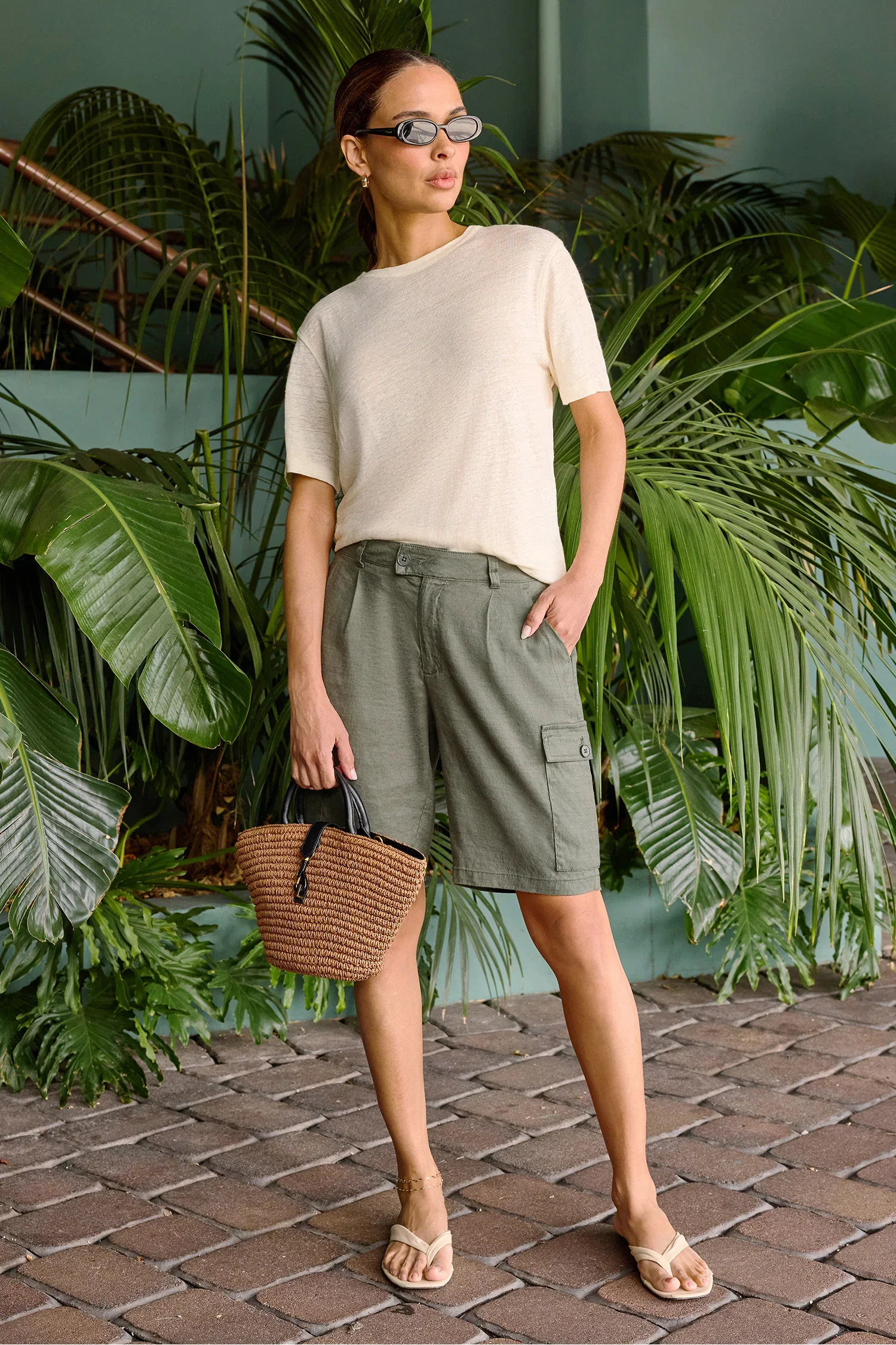 Image of Cargo Bermuda Shorts - Desert Green