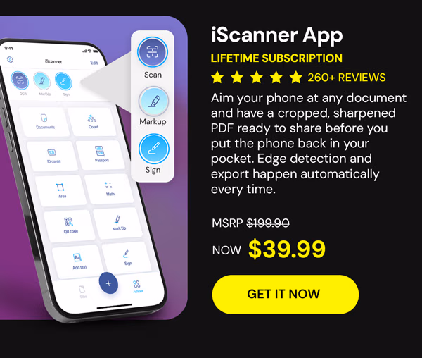 iScanner App: Lifetime Subscription