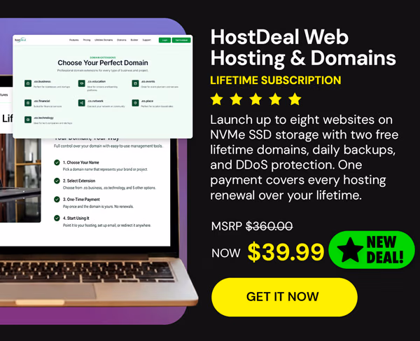 Hostdeal Web Hosting & Domains Lifetime Subscriptions