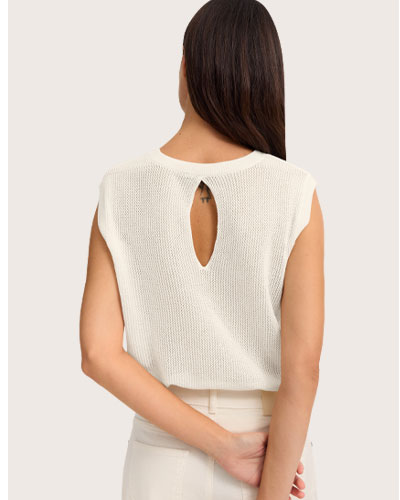 Ärmelloses Stricktop in ecru