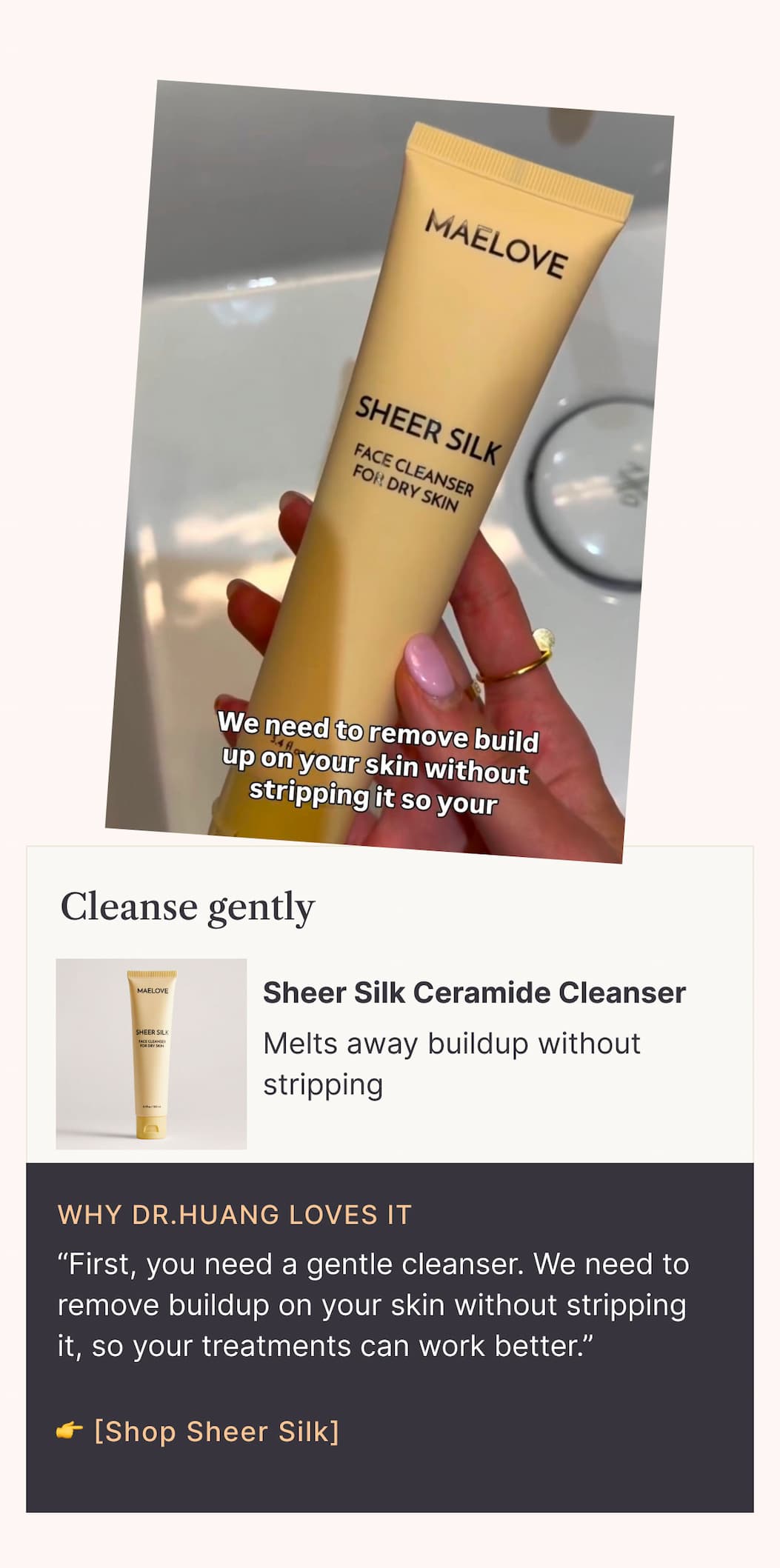 Sheer silk cleanser