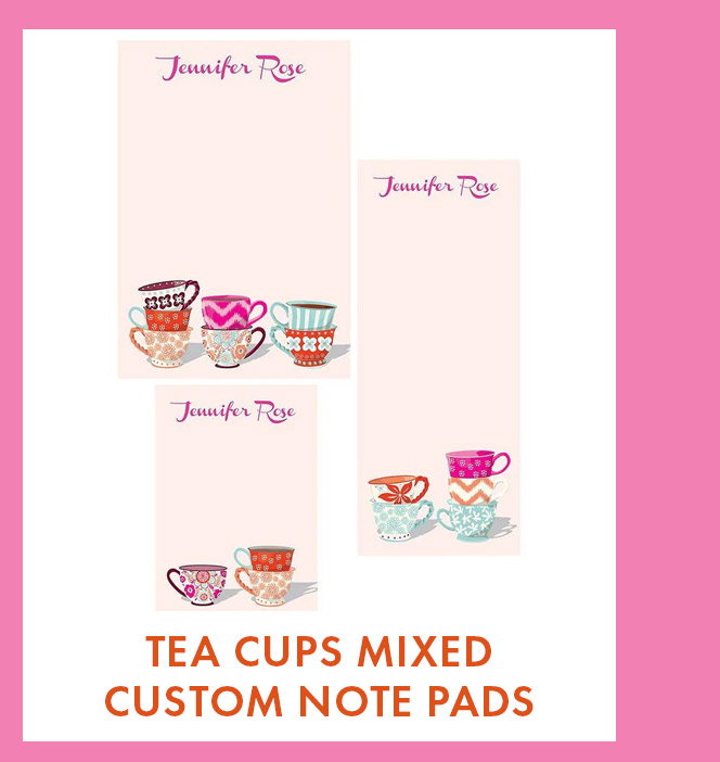 Tea Cups Mixed Personalized Note Pads