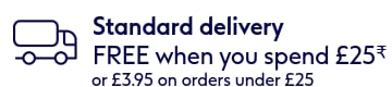 Standard delivery. FREE when you spend £25.