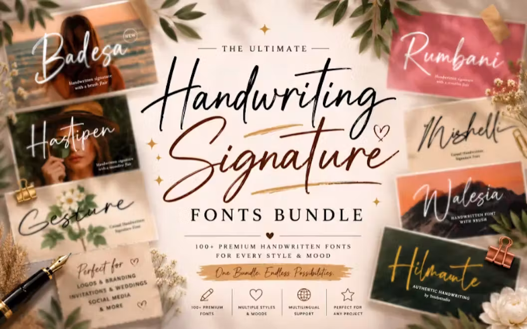 115+ Handwriting Signature Fonts Bundle for Elegant Branding