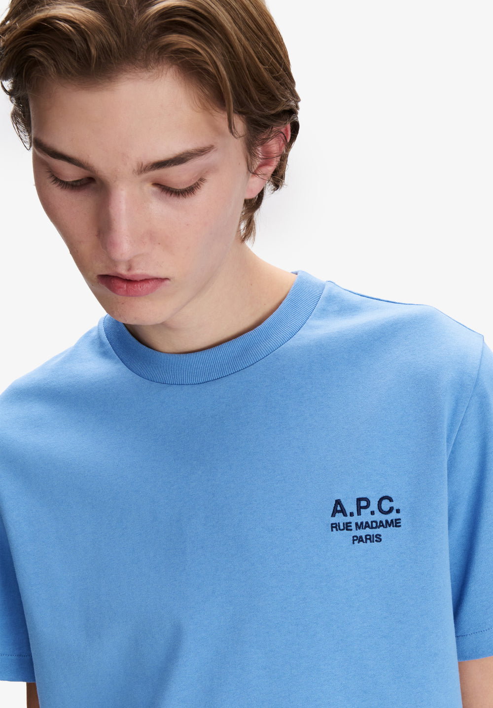 A.P.C. model wearing t-shirt