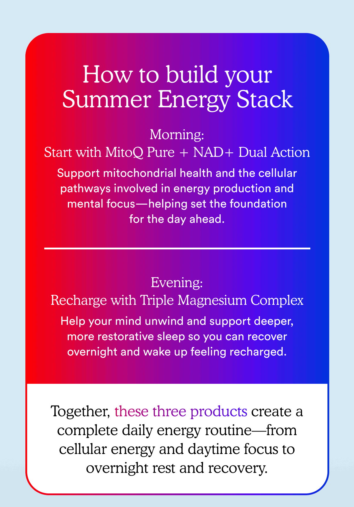 How to build your Summer Energy Stack