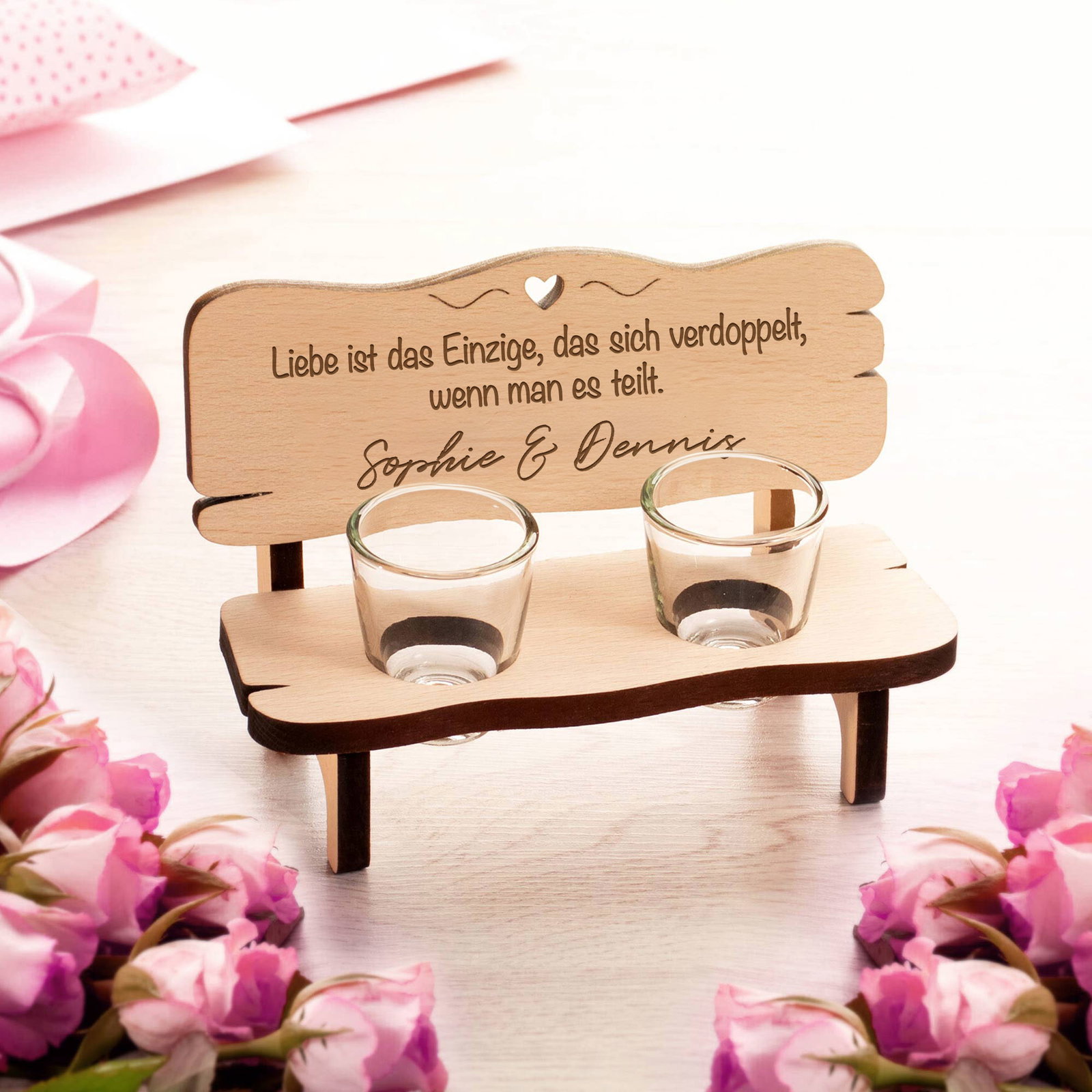 Image of Personalisierte Schnapsbank für Paare - Liebe verdoppelt sich