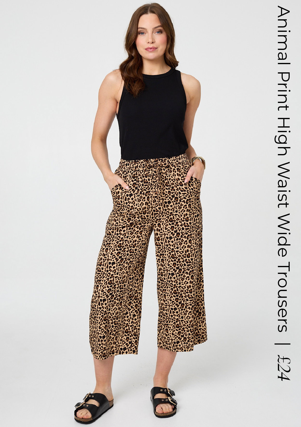 Animal Print High Waist Wide Trousers | Shop Now