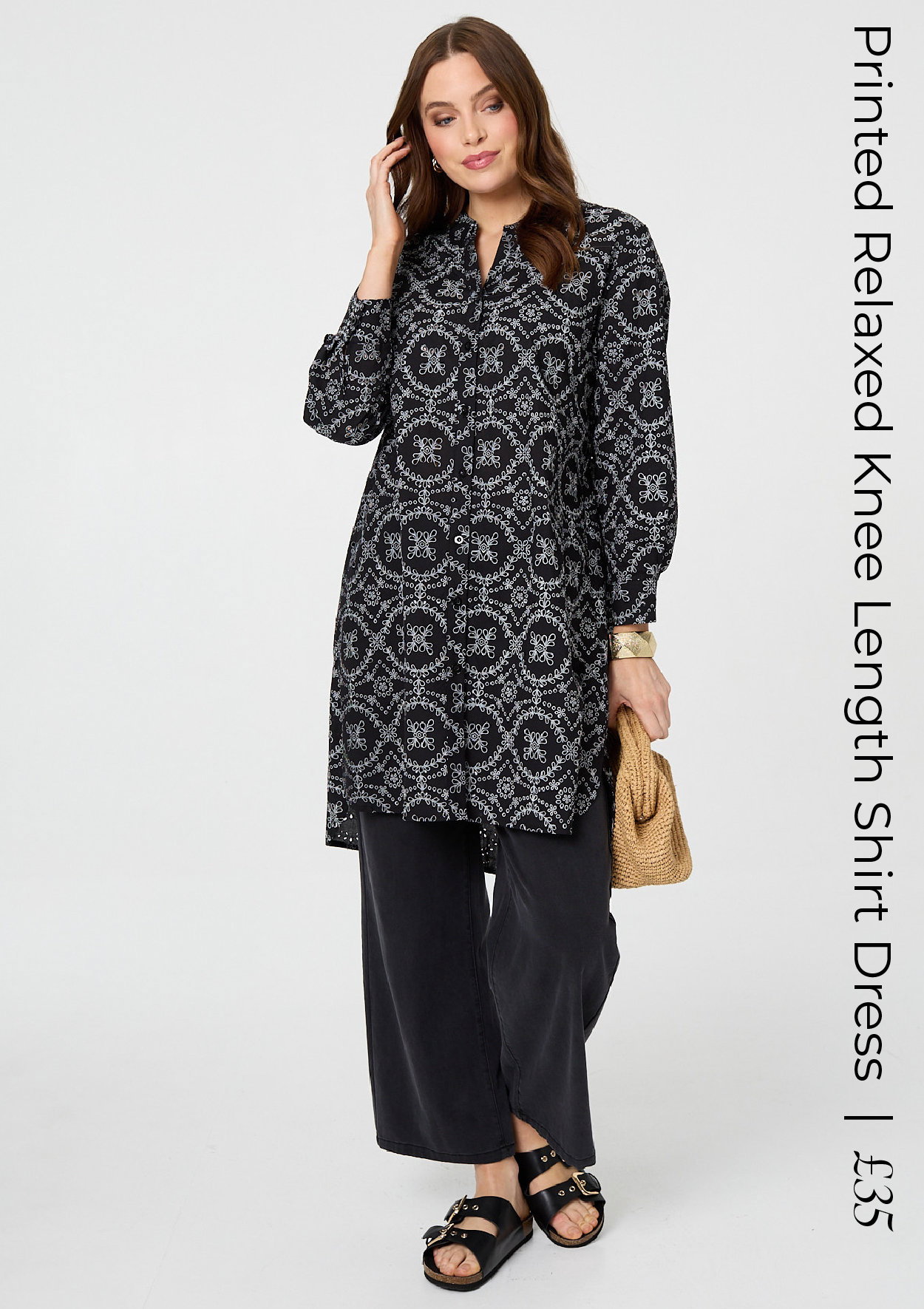 Printed Relaxed Knee Length Shirt Dress | Shop Now