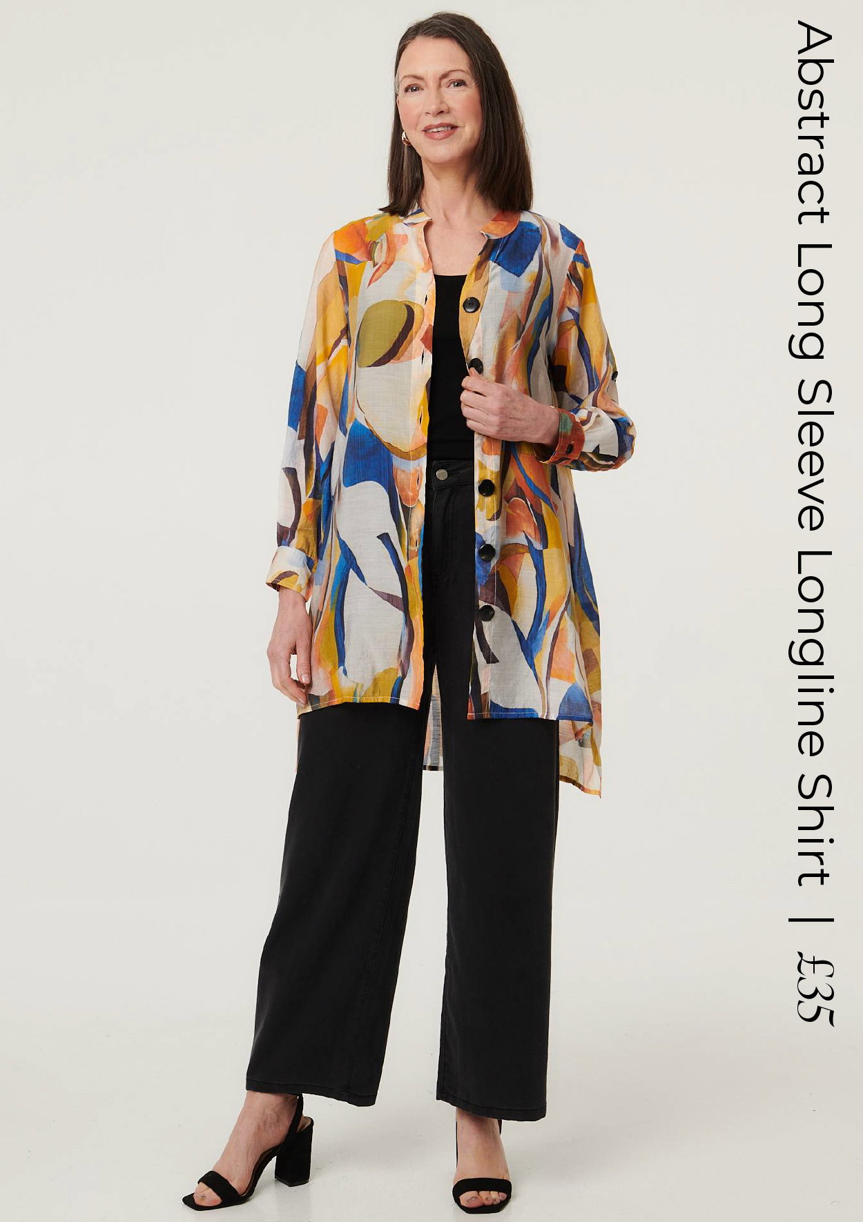 Abstract Long Sleeve Longline Shirt | Shop Now