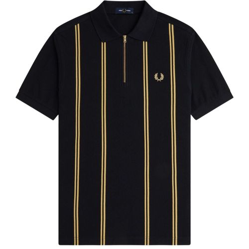 Fred Perry Vertical Stripe Polo Shirt - Black/Champ