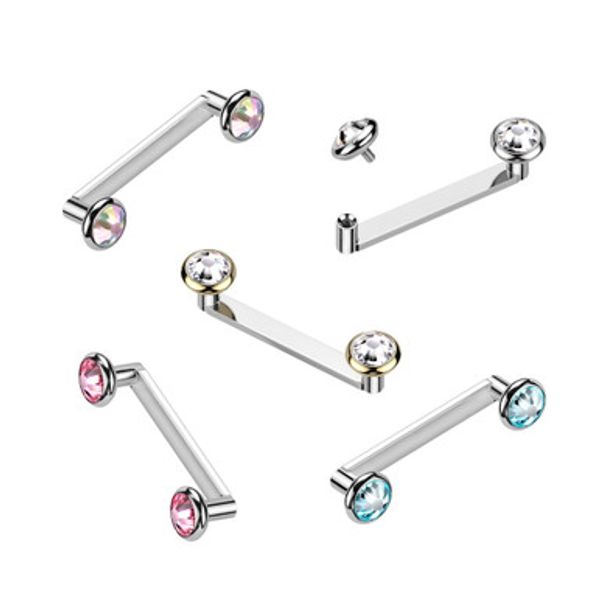 14K Gold CZ Gems Fishtail Nose Stud 22G | Luxe Modz