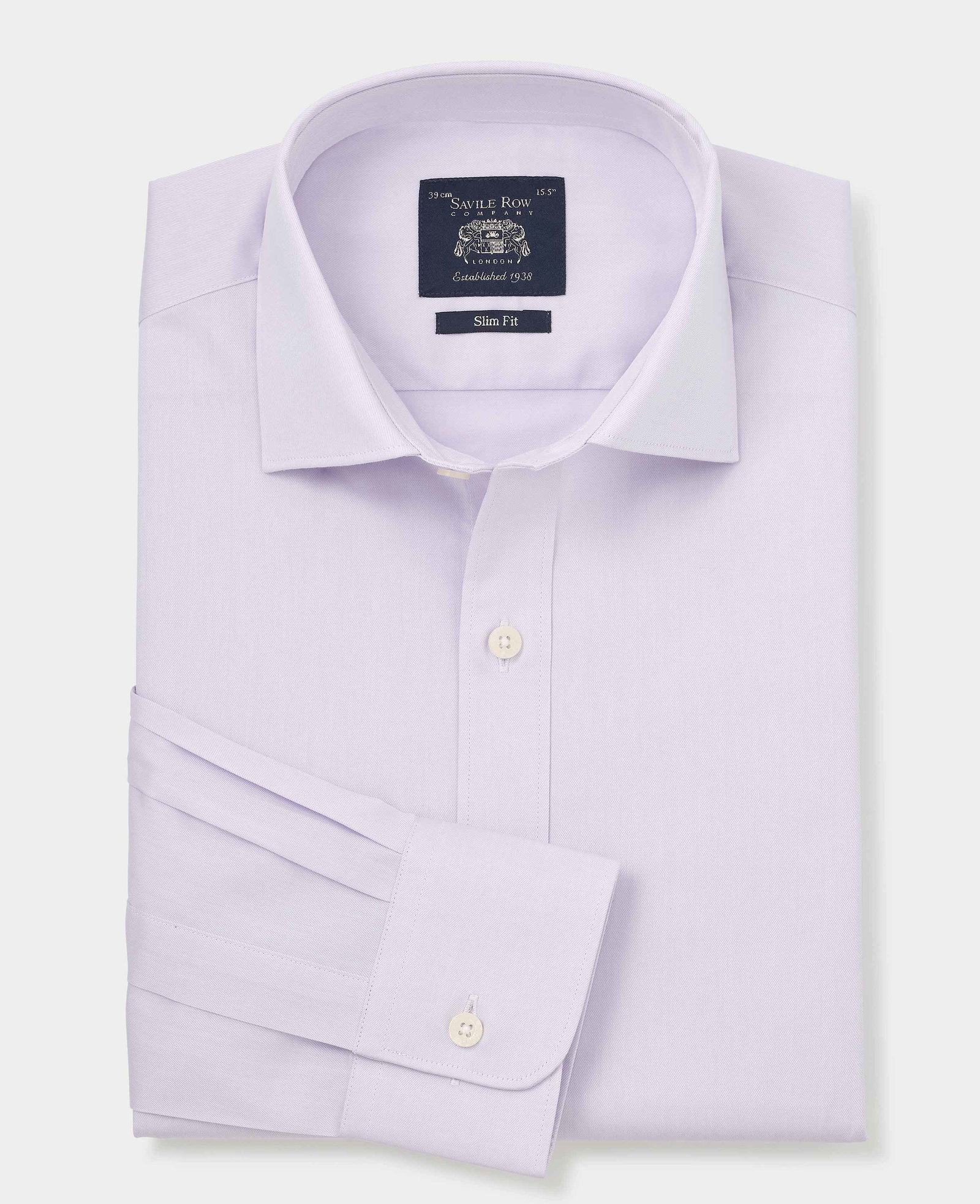 Image of Lilac Cotton Twill Slim Fit Formal Shirt - Single Cuff