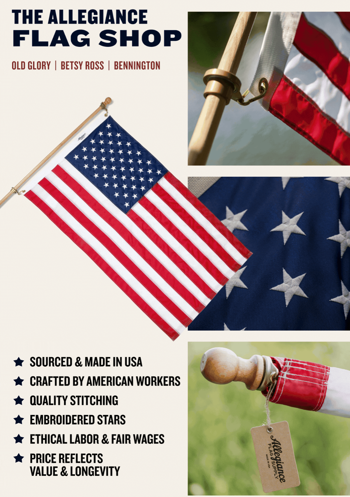 The Allegiance Flag Shop | Old Glory | Betsy Ross | Bennington