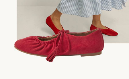 Blair Faux Suede Ballet Pumps Red