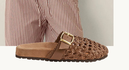 Freya Woven Leather Mules Natural