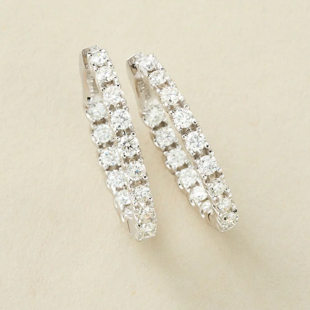 Image of Peace Jewelers 14K Gold Lab-Grown Diamond Inside-Out Hoop Earrings