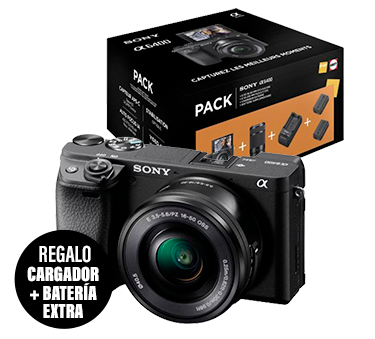 Pack Fnac Cámara EVIL Sony A6400A + 16-50mm + 55-210mm + Cargador externo + Batería extra