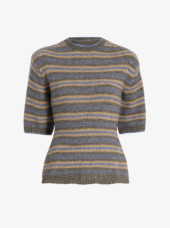 Dana Sweater in Stripe Knit in willow stripe