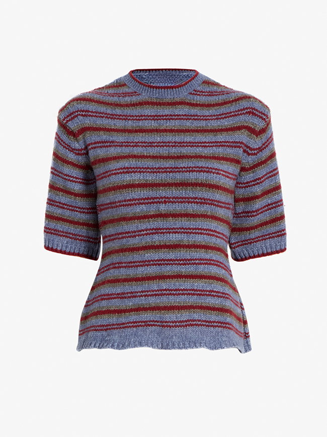 Dana Sweater in Stripe Knit in Periwinkle Stripe