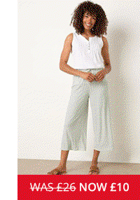 M&Co Sage Green Stripe Wide Leg Culottes