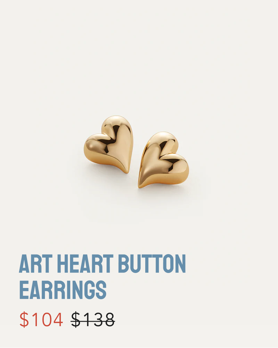Art heart button earrings 
