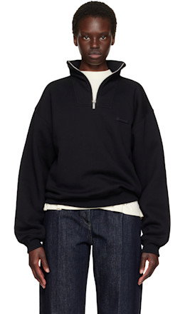 Black 'The Gros Grain' Zipped-Rollneck Sweatshirt