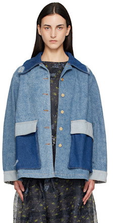 Blue Patchwork Denim Jacket