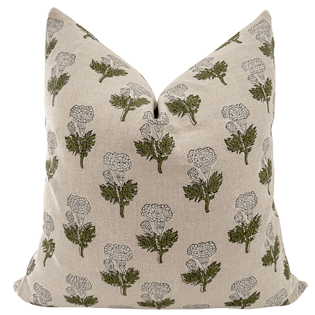 Wild Flower Block Print Pillow Cover