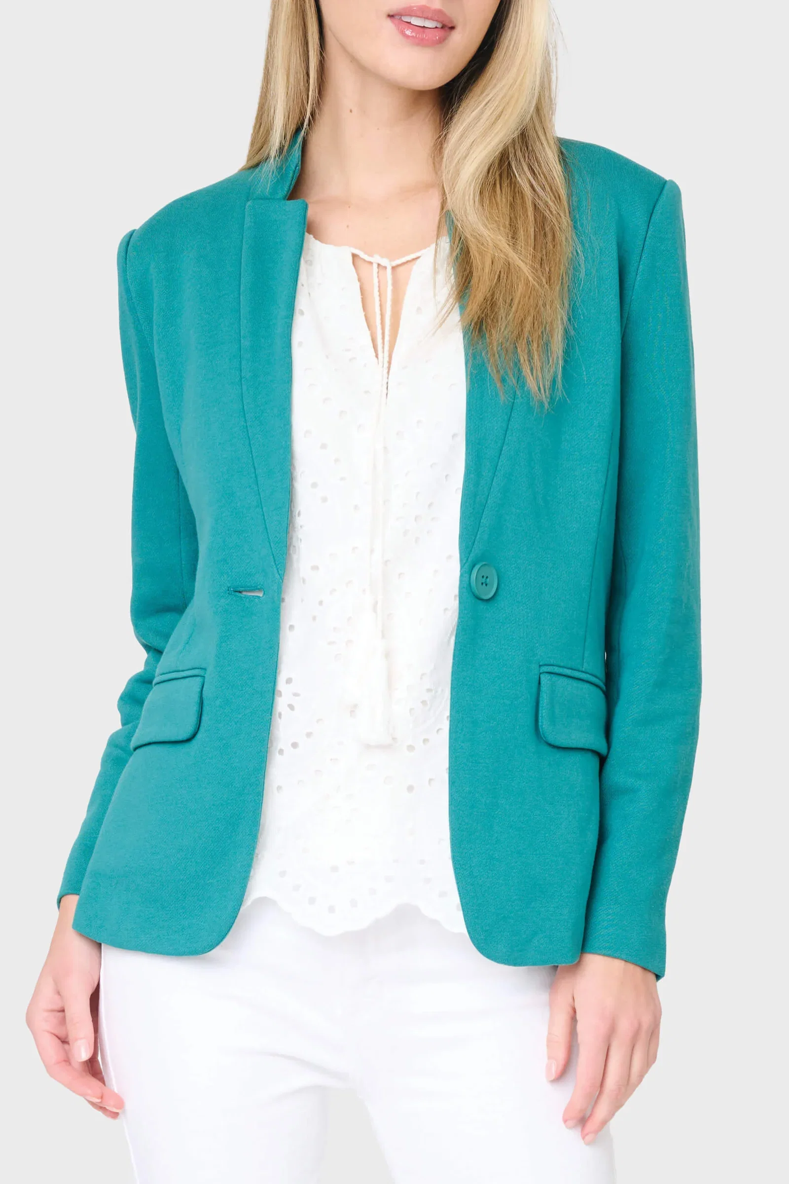 Image of Notch Collar Blazer in North Sea Green