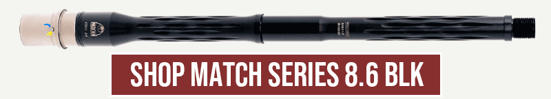 FREE ADJUSTABLE GAS BLOCK WITH PURCHASE OF MATCH SERIES 8.6 BLK AR10 BARREL