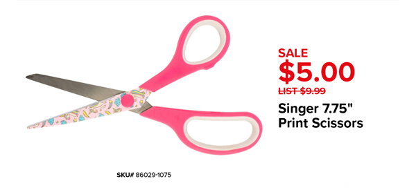 Singer 7.75" Print Scissors only $5.00